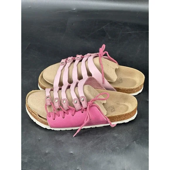 Women's‎ Birkenstock Novato Laced Pink Leather Sandals EU 37 US 6 - Picture 3 of 13